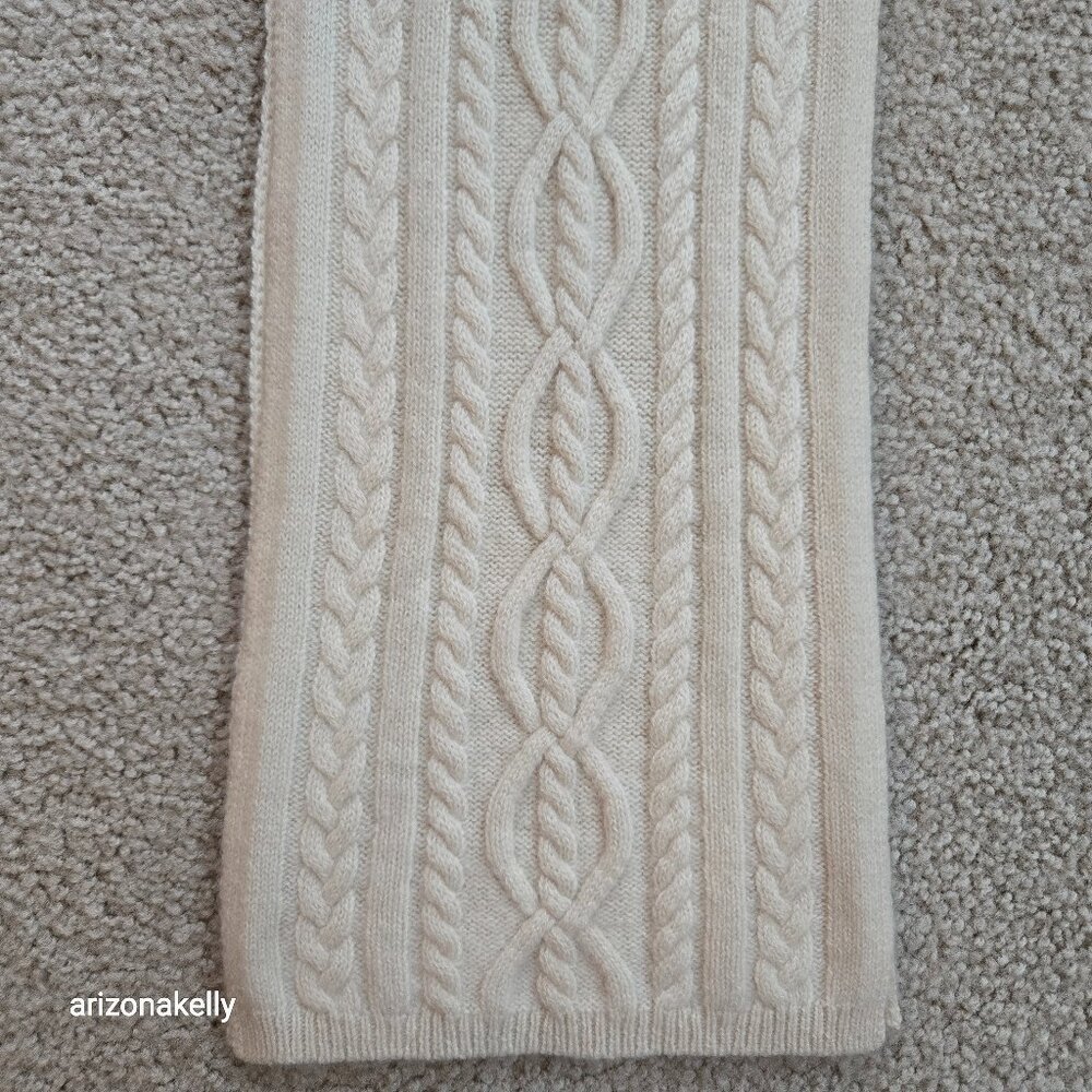 Caroline Grace Cashmere Cable Knit Scarf Ivory